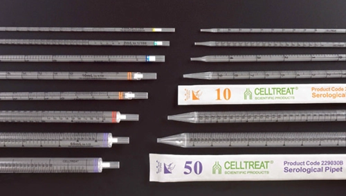 CELLTREAT® Serological Pipettes, Individually Wrapped and Packed in Bags, Sterile and Color Coded
